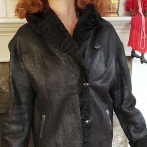 Black Curly Shearling Coat